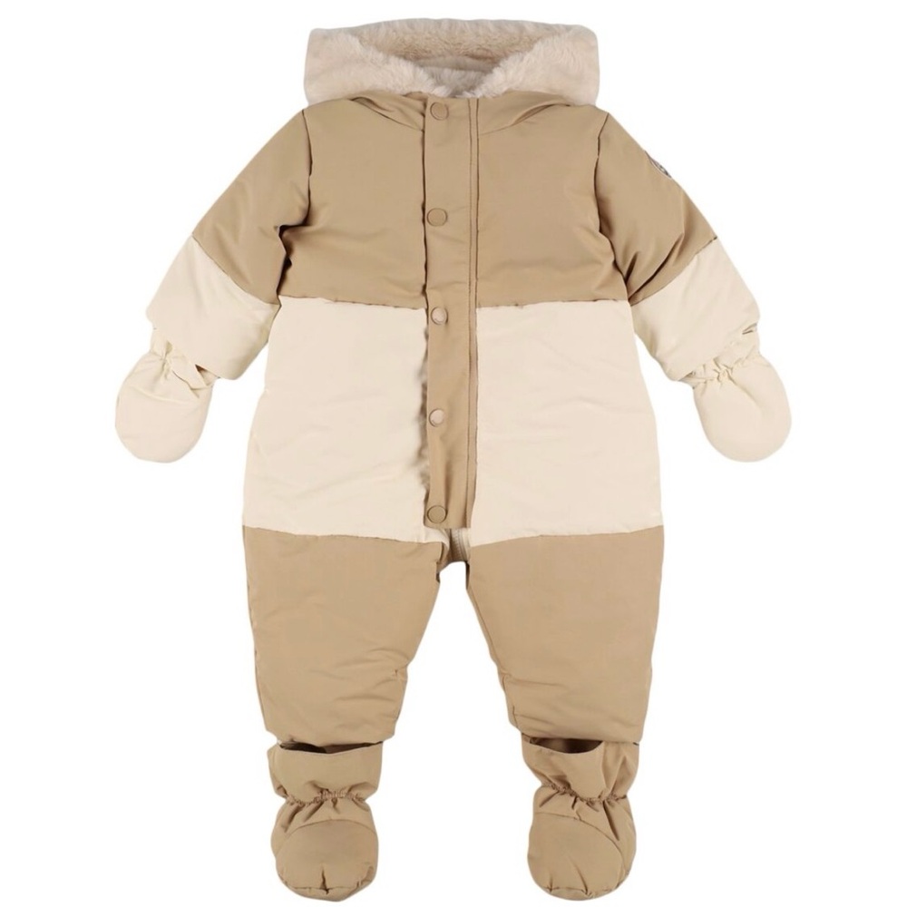 Bonpoint Tan and Cream Puffer Jacket for Kids
